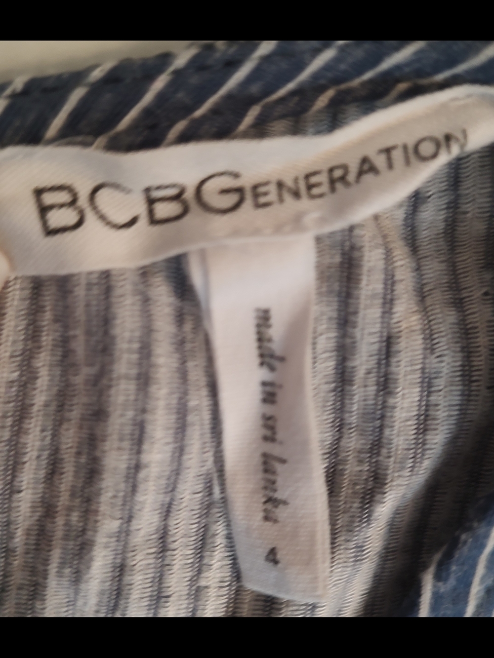 BCBGeneration Navy and White Striped V-Neck Fit & Flare Mini Dress - Picture 3 of 3